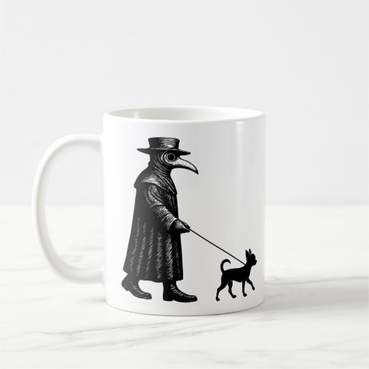 ペスト医師のチワワの散歩 コーヒーマグカップ (左)
