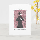 ペスト医師ハートおもしろいパンデミックバレンタインデー カード (黄色い花)