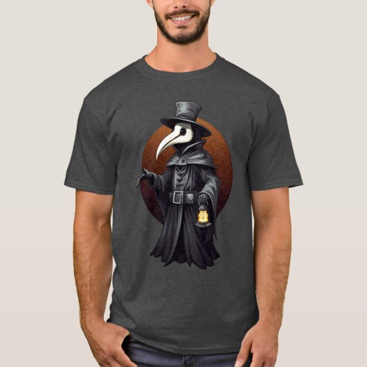 ペスト医師ランタンTシャツ - ダークゴシック Tシャツ (正面)