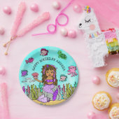 ペソナライズエスニックハンドダームマーメイド誕生日 ペーパープレート (パーティー)