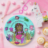 ペソニレかわいらしッドピンクパープルマーメイド誕生日 ペーパープレート (パーティー)