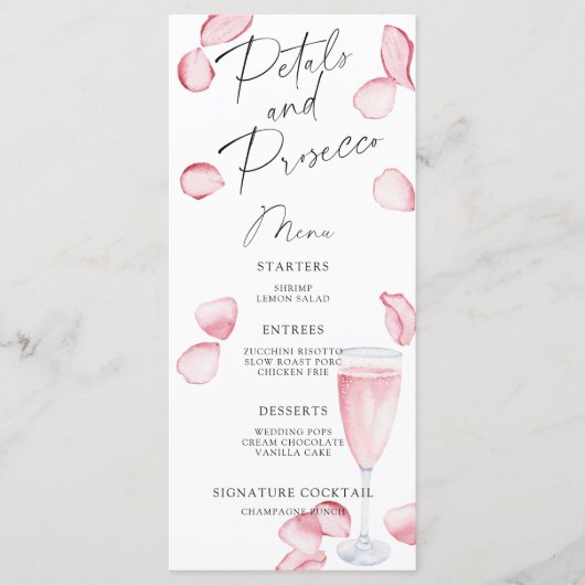ペタルとプロセッコのブライダルシャワーメニュー メニュー (正面)
