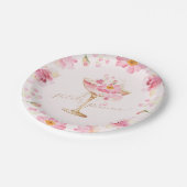 ペタルとプロセッコの花のブライダルシャワー ペーパープレート (アングル)