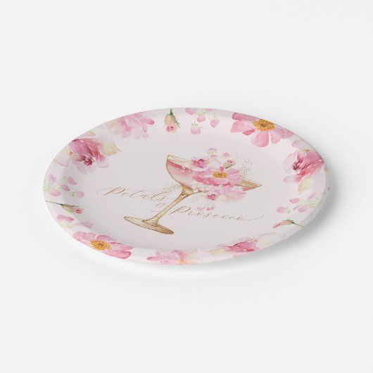 ペタルとプロセッコの花のブライダルシャワー ペーパープレート (アングル)