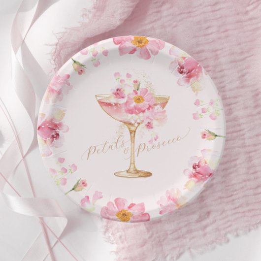 ペタルとプロセッコの花のブライダルシャワー ペーパープレート