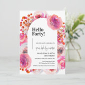 ペタルとプロセッコ | エレガントな40歳の誕生日 招待状 (スタンド正面)