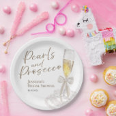 ペタルとプロセッコ | リボン ウォーターカラー ブライダル シャワー ペーパープレート (パーティー)