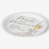 ペタルとプロセッコ | リボン ウォーターカラー ブライダル シャワー ペーパープレート (アングル)
