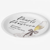 ペタルとプロセッコ | リボン ウォーターカラー ブライダル シャワー ペーパープレート (アングル)
