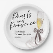 ペタルとプロセッコ | リボン ウォーターカラー ブライダル シャワー ペーパープレート (正面)