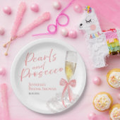 ペタルとプロセッコ | リボン ウォーターカラー ブライダル シャワー ペーパープレート (パーティー)