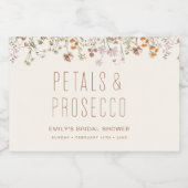 ペタルとプロセッコ ワイルドフラワーのブライダルシャワー スパークリングワインラベル (シングルラベル)
