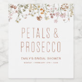 ペタルとプロセッコ ワイルドフラワー ブライダルシャワー ワインラベル (シングルラベル)