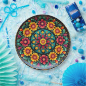 💀🎉ペタルサポップ・アートのベウェアドゥームディーアデロスムエルトス ペーパープレート (パーティー)