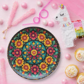 💀🎉ペタルサポップ・アートのベウェアドゥームディーアデロスムエルトス ペーパープレート (パーティー)