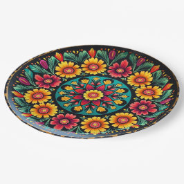 💀🎉ペタルサポップ・アートのベウェアドゥームディーアデロスムエルトス ペーパープレート