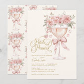 ペタルズ アンド プロセッコ ピンク ガーデン ブライズシャワー 招待状 (正面/裏面)