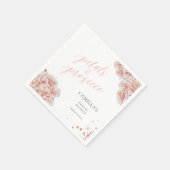 ペタルズ アンド プロセッコ ブラッシュ ピンク スパークリー フラワリー スタンダードカクテルナプキン (角)