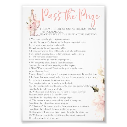 ペタルズ プロセッコ パスザプライズ ブライダルシャワー ゲーム フォトプリント            (正面)