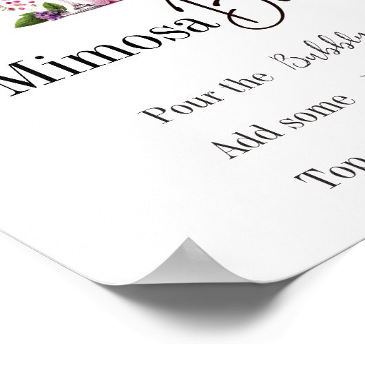 ペタルズ&プロセッコ ピンク ブライダルシャワー フラワーバー ポスター (角)