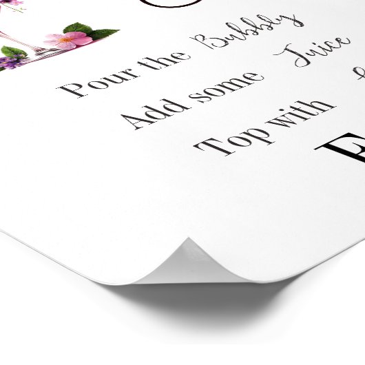 ペタルズ&プロセッコ ピンク ブライダルシャワー モモサバー ポスター (角)