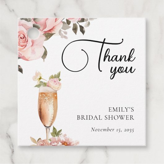 ペタルズ＆プロセッコ フローラル ブライダル シャワー フェイバータグ (正面)