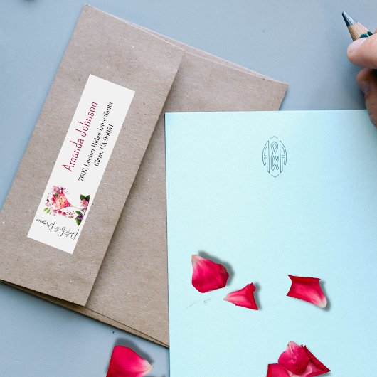 ペタルズ＆プロセッコ ブラッシュピンク フラワーブライダルシャワー ラベル