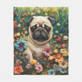 ペタルパグの庭:夢のような針感じ フリースブランケット (正面)