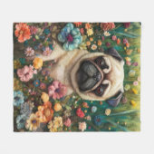 ペタルパグの庭:夢のような針感じ フリースブランケット (正面(横))