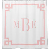 ペタルピンクと白ギリシャ鍵 | モノグラムの シャワーカーテン (正面)