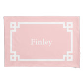 ペタルピンクギリシャ鍵モノグラム標準ピローケース 枕カバー (正面)