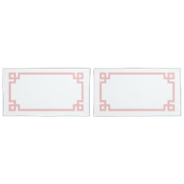 ペタルピンクギリシャ鍵縁どキングサイズ 枕カバー