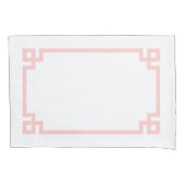 ペタルピンクギリシャ鍵縁ど標準 枕カバー (正面左)