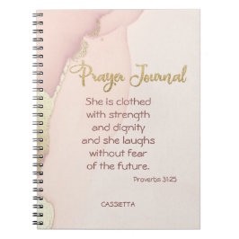 ペタルピンク金ゴールドマーブルアクセントパーソナライズされた祈りの言葉 ノートブック