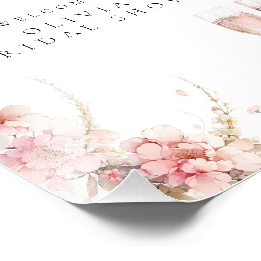 ペタルプロセッコブライダルシャワーウェルカムポスター フォトプリント            (角)