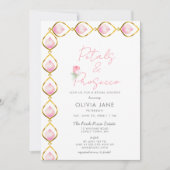 ペタルプロセッコ金ゴールドジュエルフレームバラブライダルシャワー 招待状 (正面)