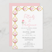 ペタルプロセッコ金ゴールドジュエルフレームバラブライダルシャワー 招待状 (正面/裏面)