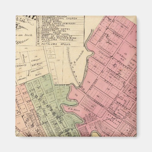 ペタルマ市の地図1877 マグネット (正面)