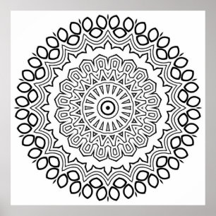 ペタルリングの層を持つ曼荼羅のぬり絵アート ポスター