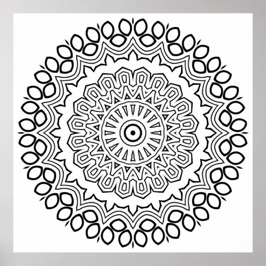 ペタルリングの層を持つ曼荼羅のぬり絵アート ポスター (正面)
