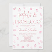 ペタル＆プロセッコ ピンクのバラの花びら ブライダルシャワー 招待状 (正面)