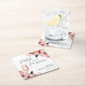 ペタル＆プロセッコ フローラル ブライダル シャワー スクエアペーパーコースター (インサイチュ)