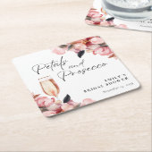 ペタル＆プロセッコ フローラル ブライダル シャワー スクエアペーパーコースター (アングル)