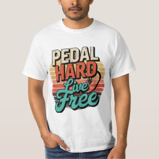 "ペダルを漕げ 自由に生きろ" シャツ、レトロサイクリングTシャツ Tシャツ