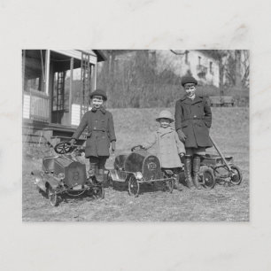 ペダルカーの子供たち 1924年 ポストカード