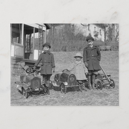 ペダルカーの子供たち 1924年 ポストカード (正面)