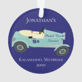 ペダルカーサービス5セントの名前日付場所No Gas オーナメント (裏面)