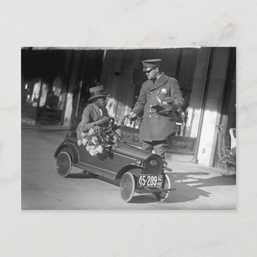 ペダルカー交通違反切符切られる 1922年 ポストカード (正面)