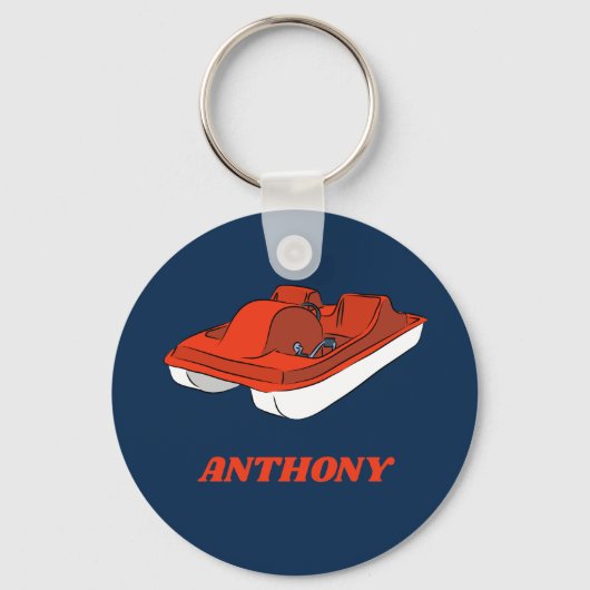 ペダルボートレッド、ホワイトブルーパーソナライズされた キーホルダー (正面)