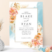 ペチア ブラッシュ フローラル,アクア ウォータカラー ウェディング 招待状